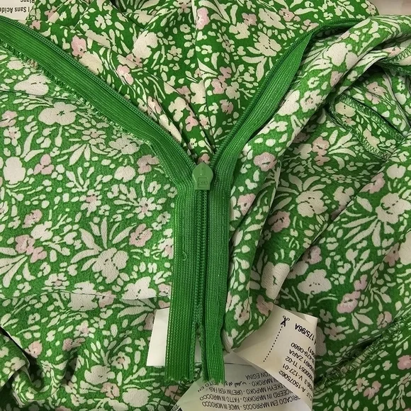 Zara 90s floral print green strappy split skirt maxi dress NWT Large - Picture 15 of 16
